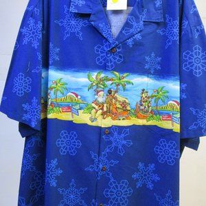 Aloha Republic 100% Cotton Hawaiian Pocketed Shirt New With Tags -Size 4XL Santa